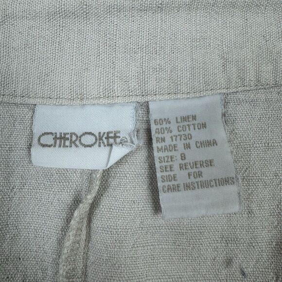 Vintage Cherokee Linen Cotton Lagenlook Casual Midi Wrap Skirt Cream 8 Small - Picture 15 of 15